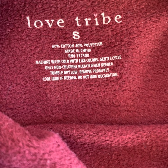 Love Tribe Cropped Sweatshirt Sz S - Picture 6 of 6